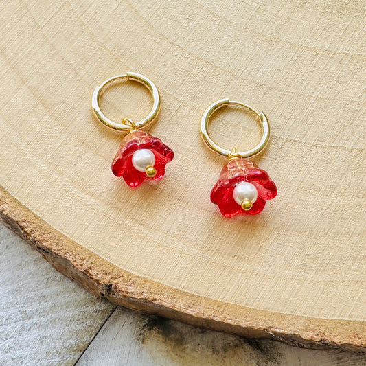 Flower Huggie Hoop Earrings