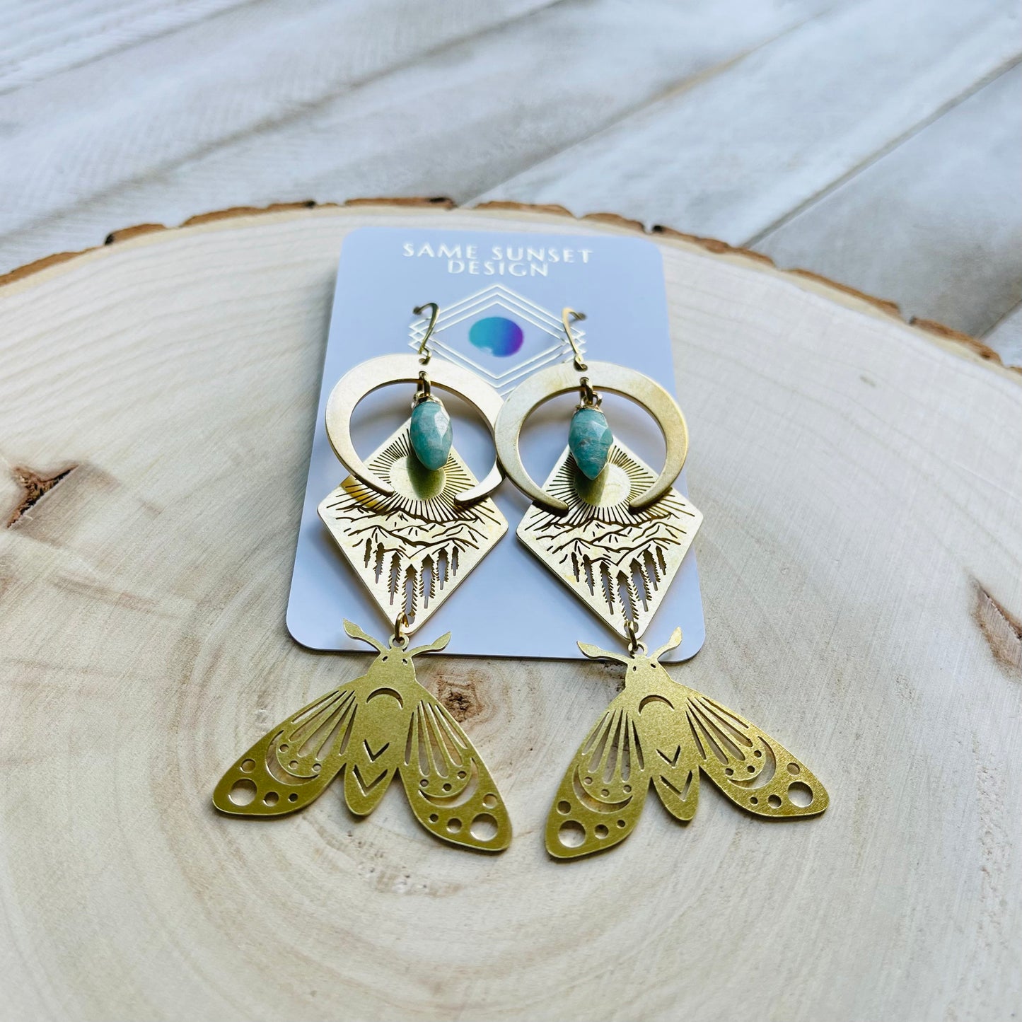 Aventurine Moth Earrings