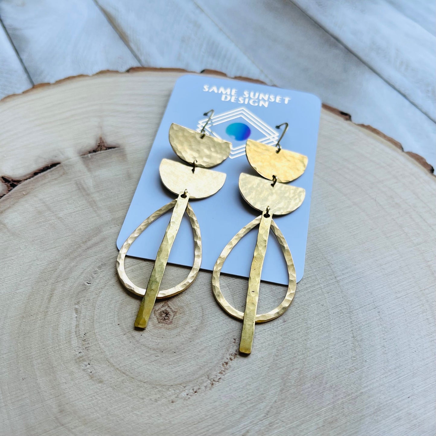 Hammered Brass Boho Earrings