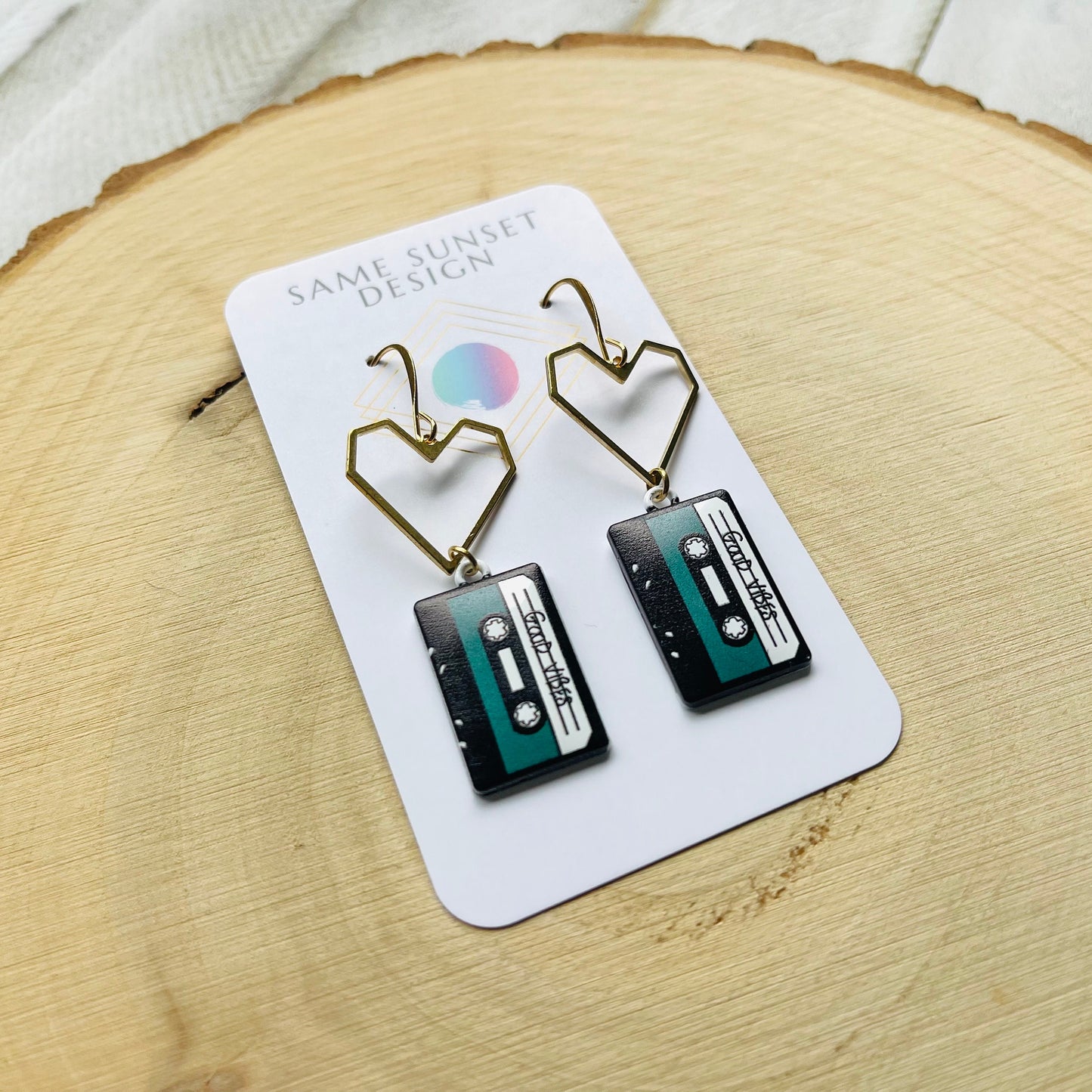Cassette Tape Heart Earrings