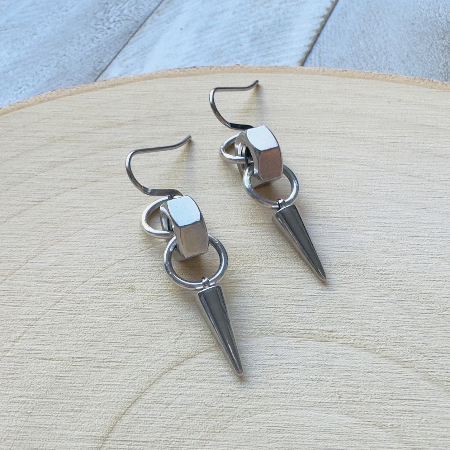 Hex Nut Spike Earrings