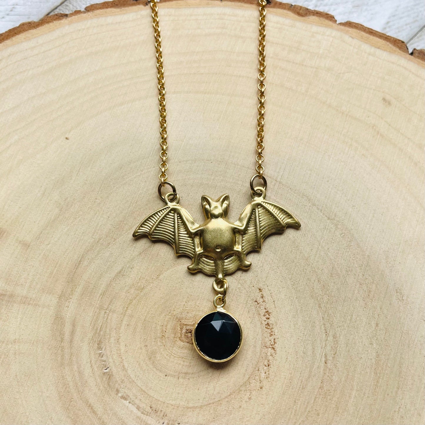 Onyx Bat Necklace