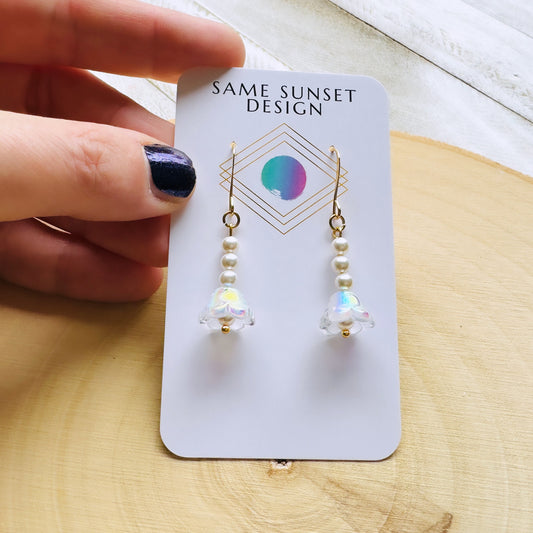 Glass Flower Pearl Earrings