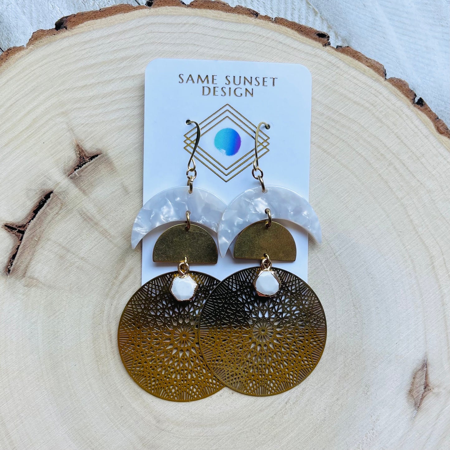 Howlite Moon Earrings