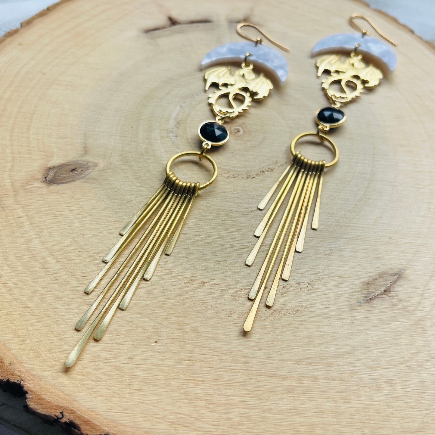 Dragon Onyx Fringe Earrings