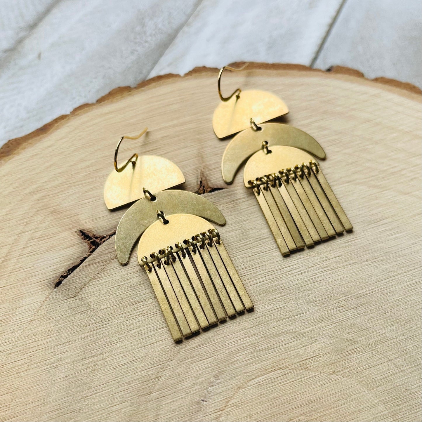 Geometric Brass Dangle Earrings