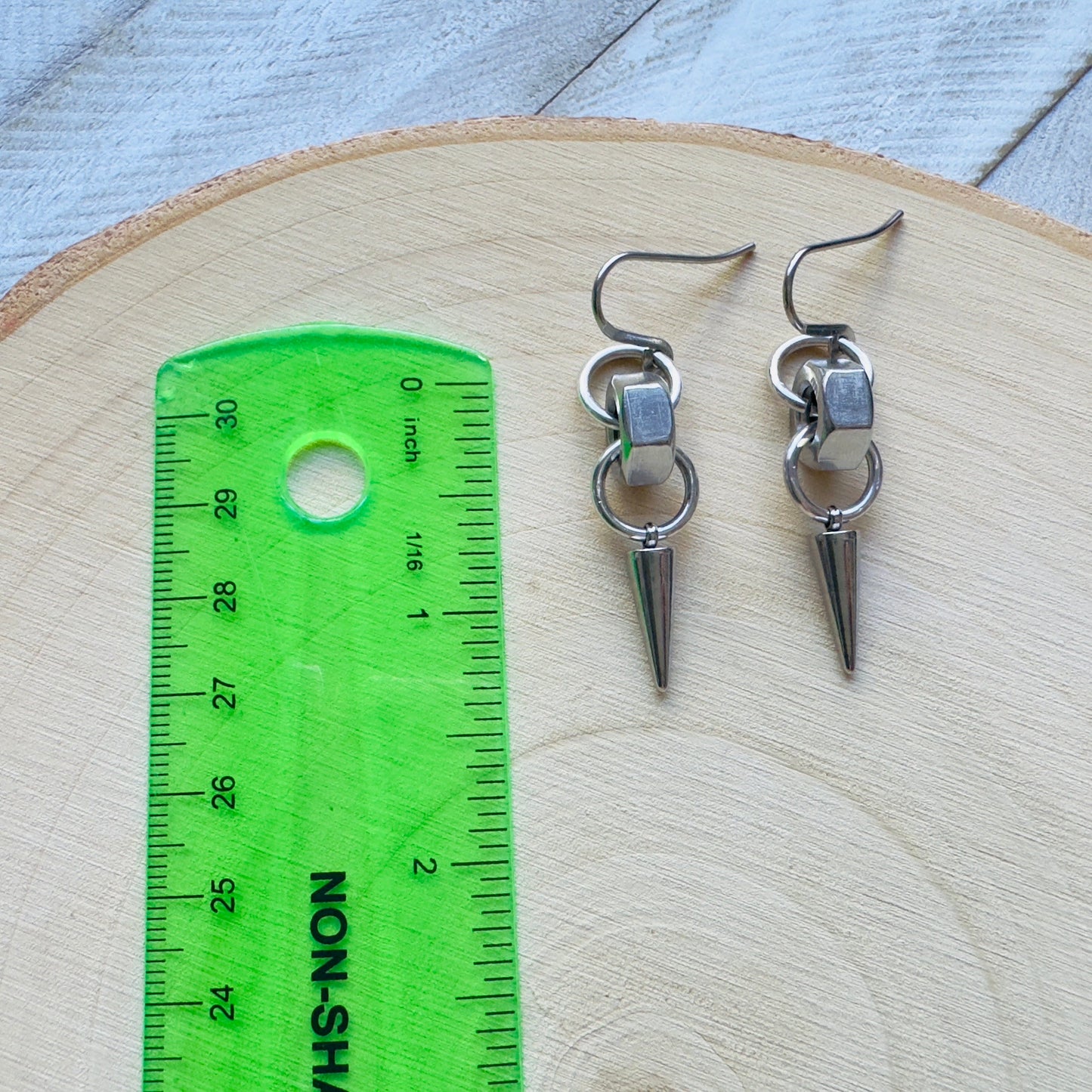 Hex Nut Spike Earrings