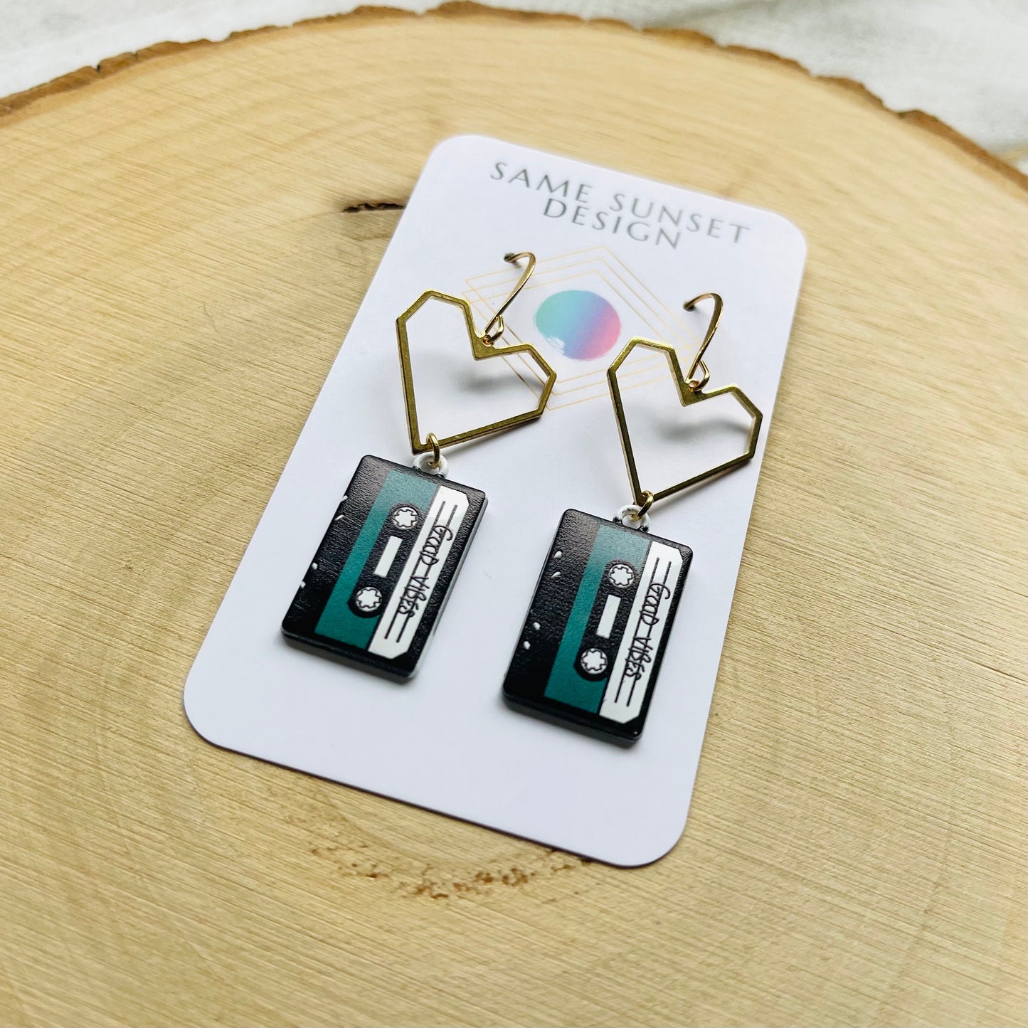 Cassette Tape Heart Earrings