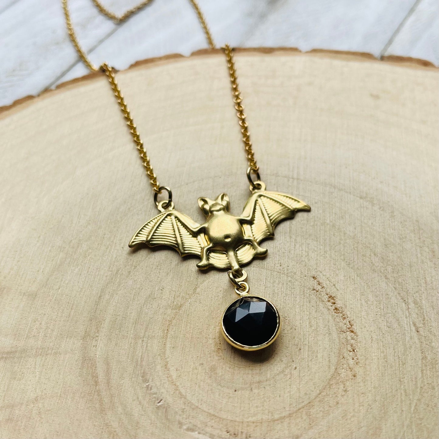 Onyx Bat Necklace