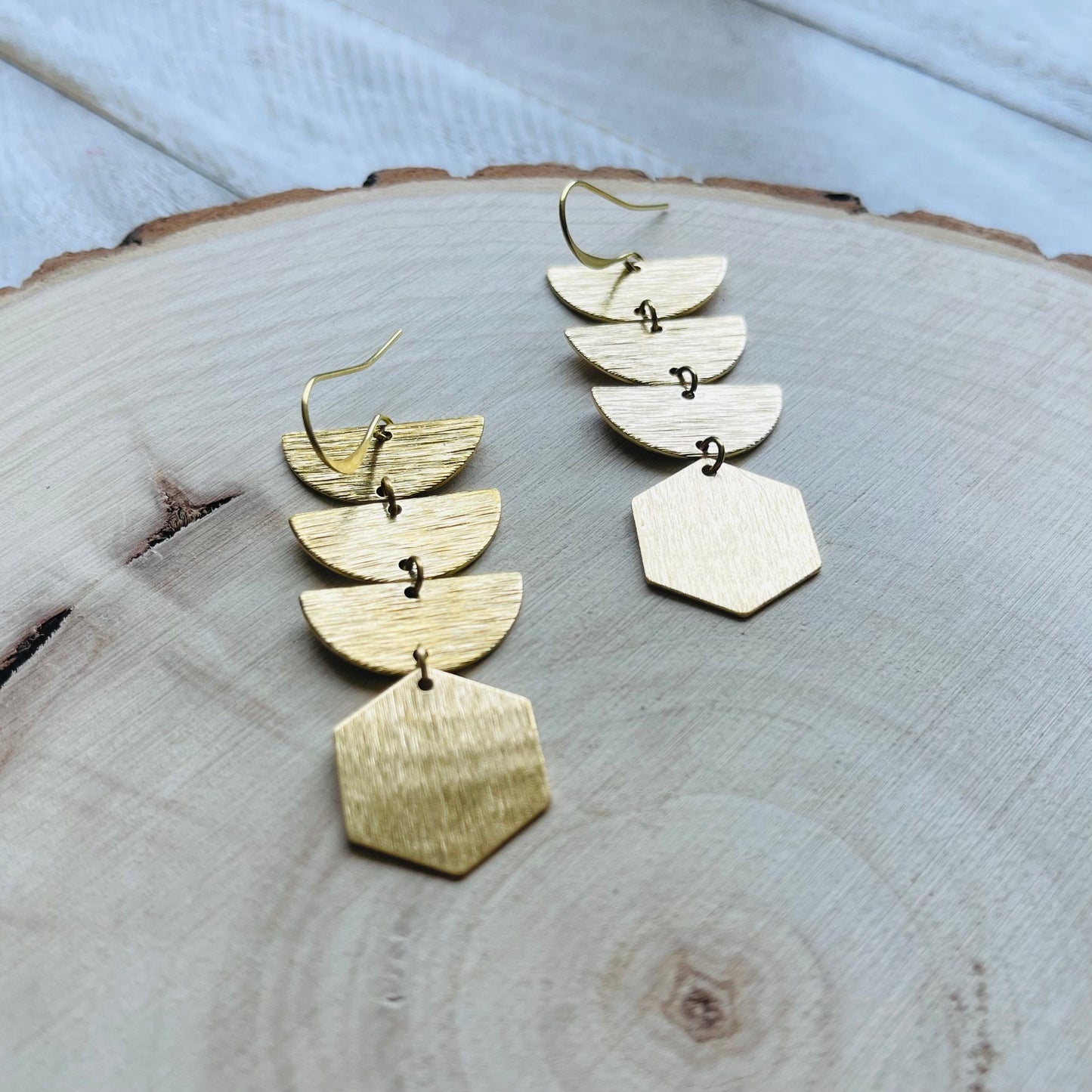Geometric Brass Dangle Earrings
