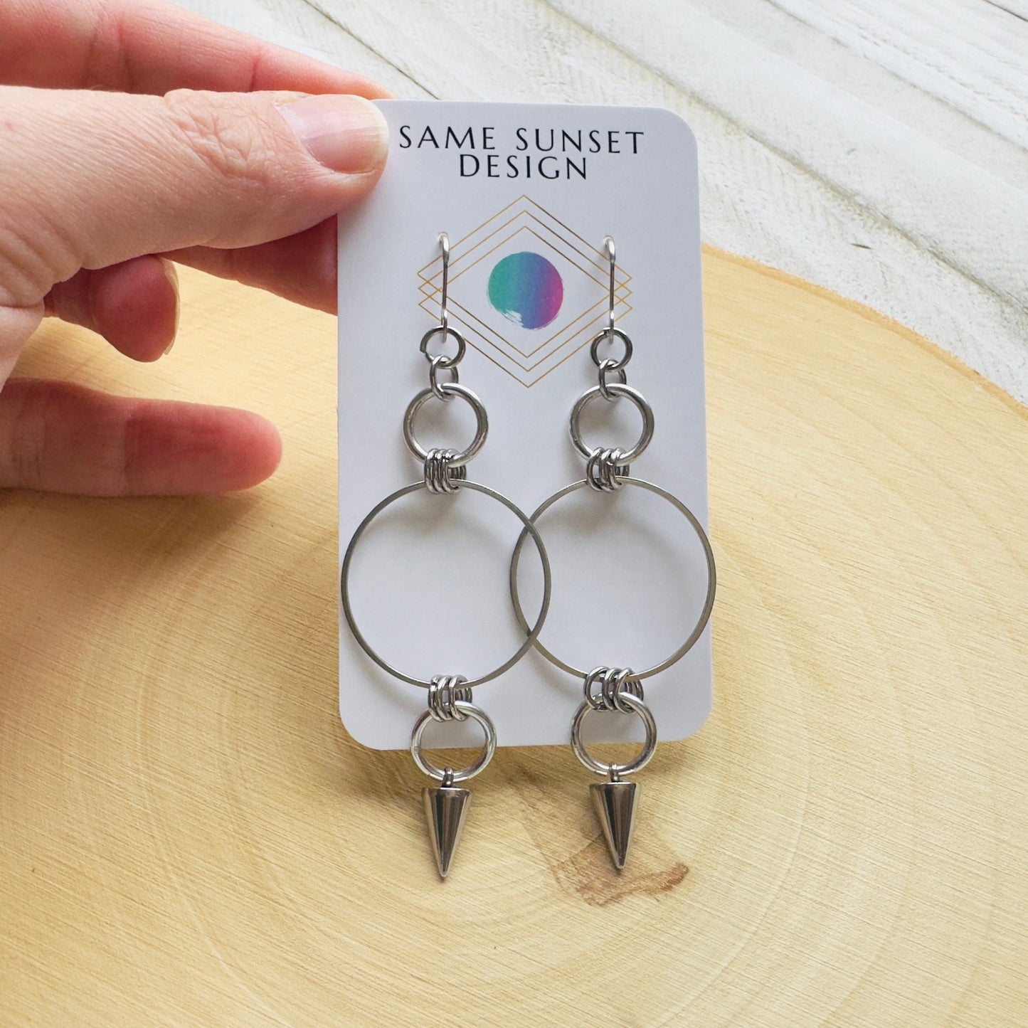 Stainless Steel Spike Earrings