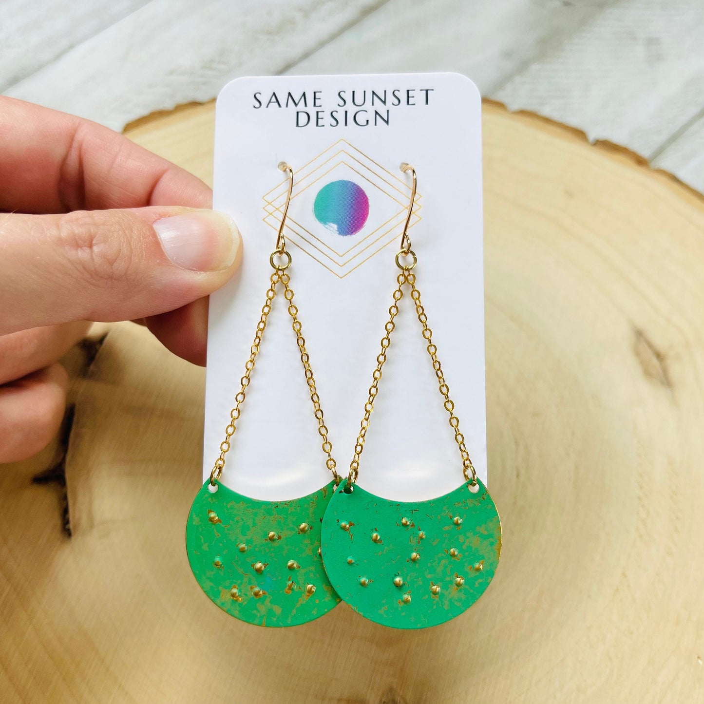 Patina Brass Dangle Earrings