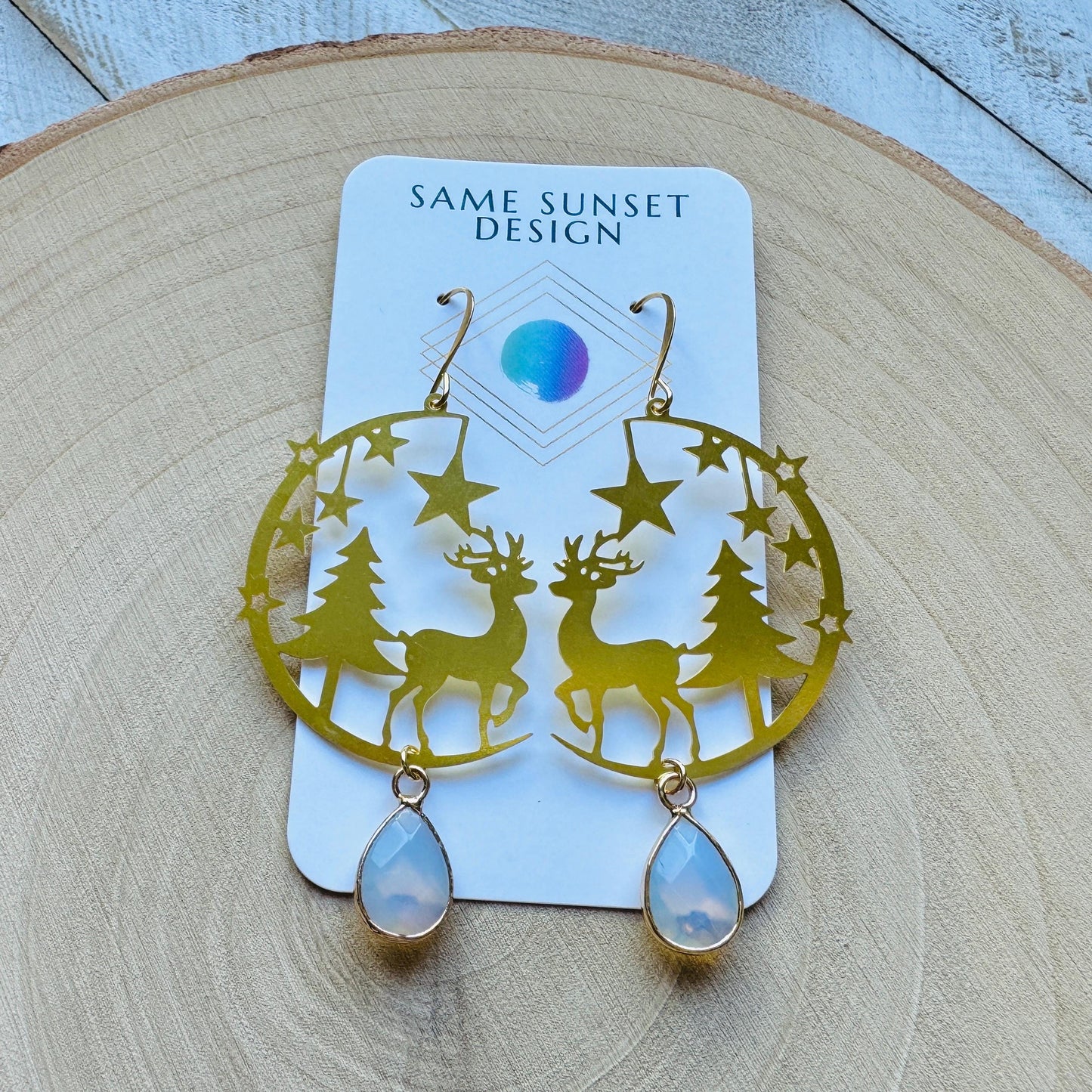 Opalite Reindeer Earrings