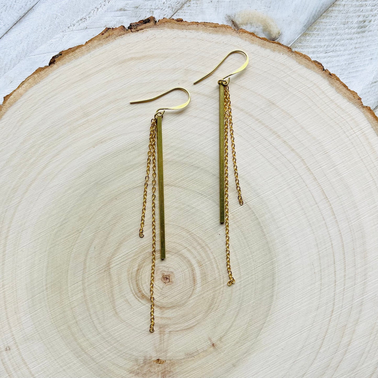 Geometric Brass Bar Earrings