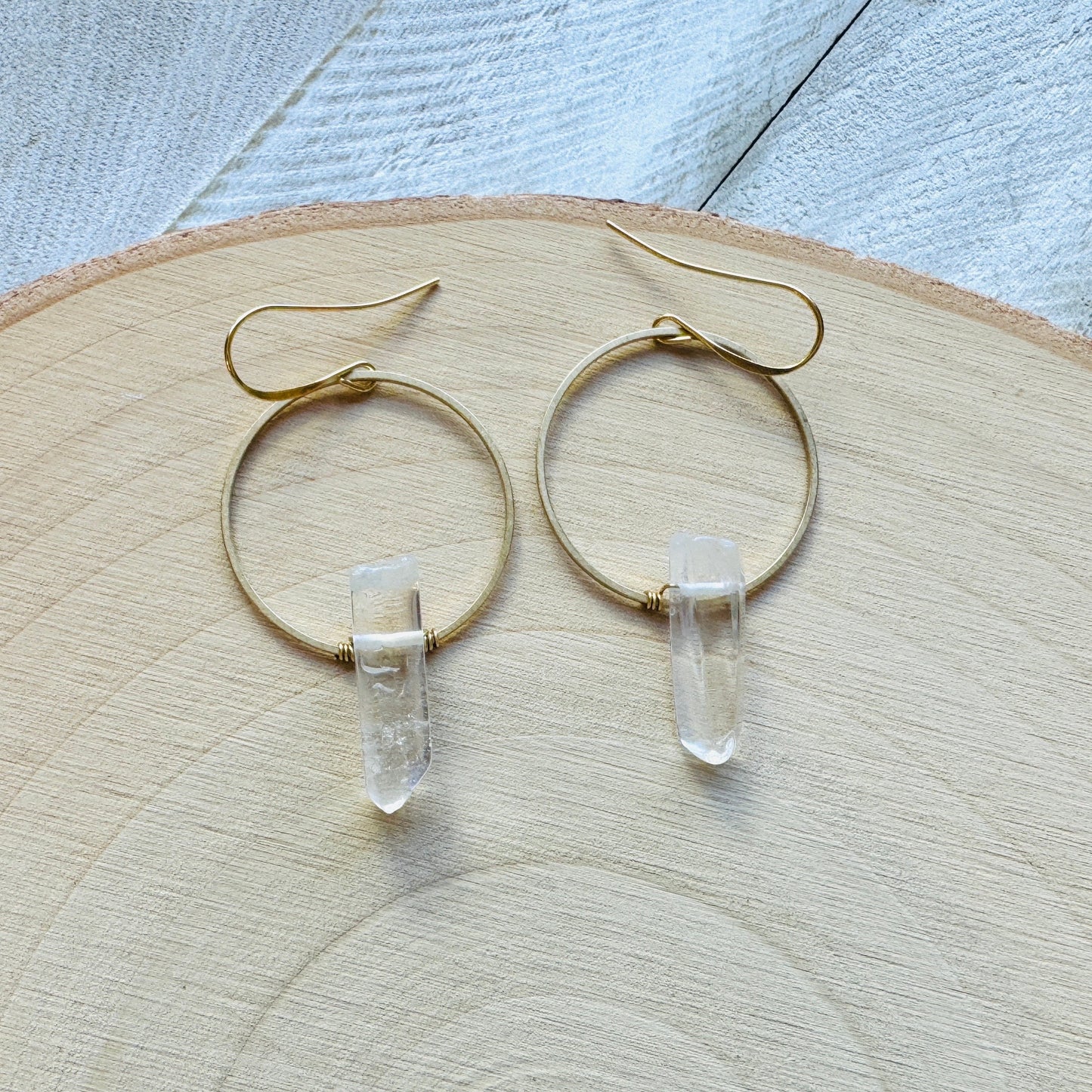 Raw Quartz Hoop Earrings