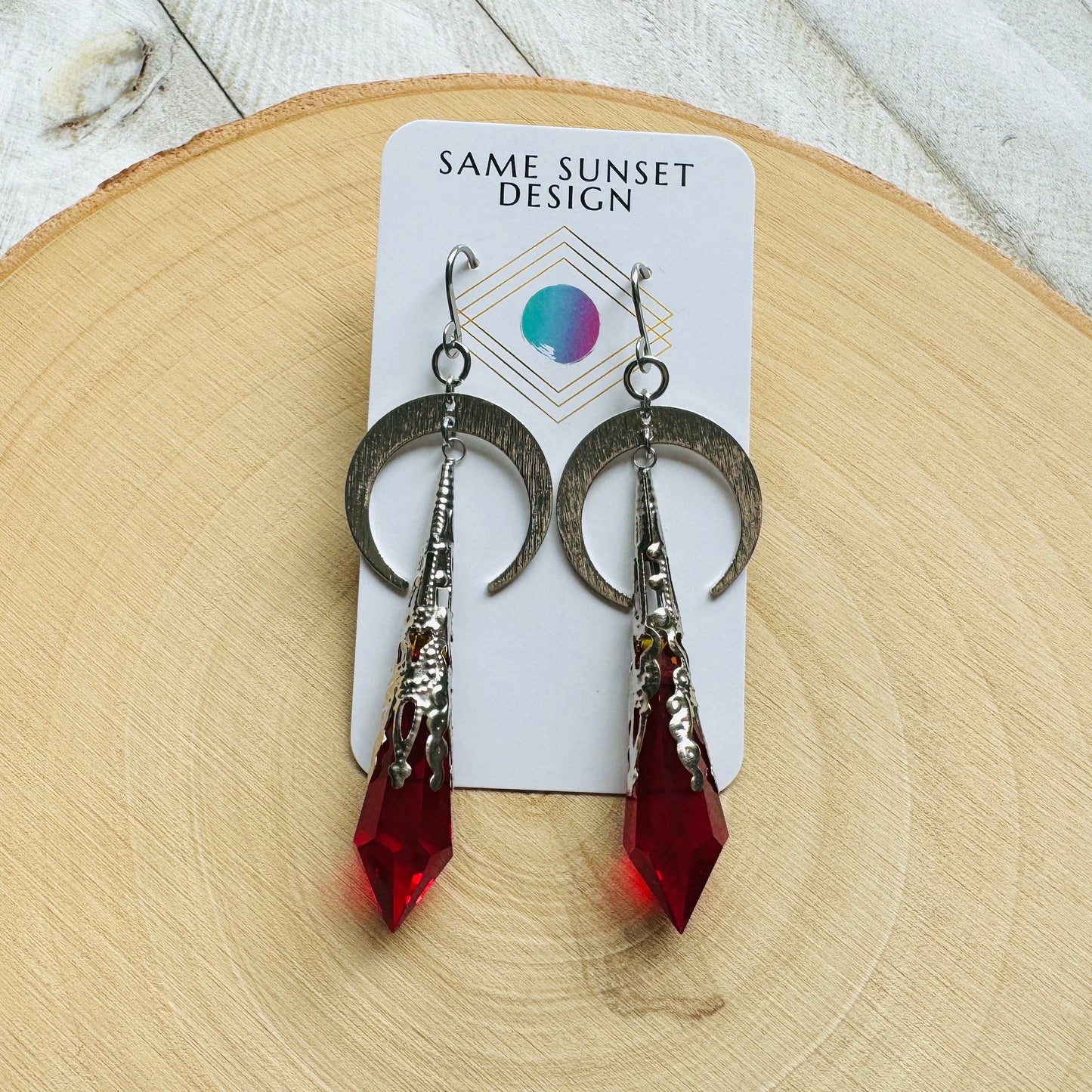 Red Moon Crystal Earrings