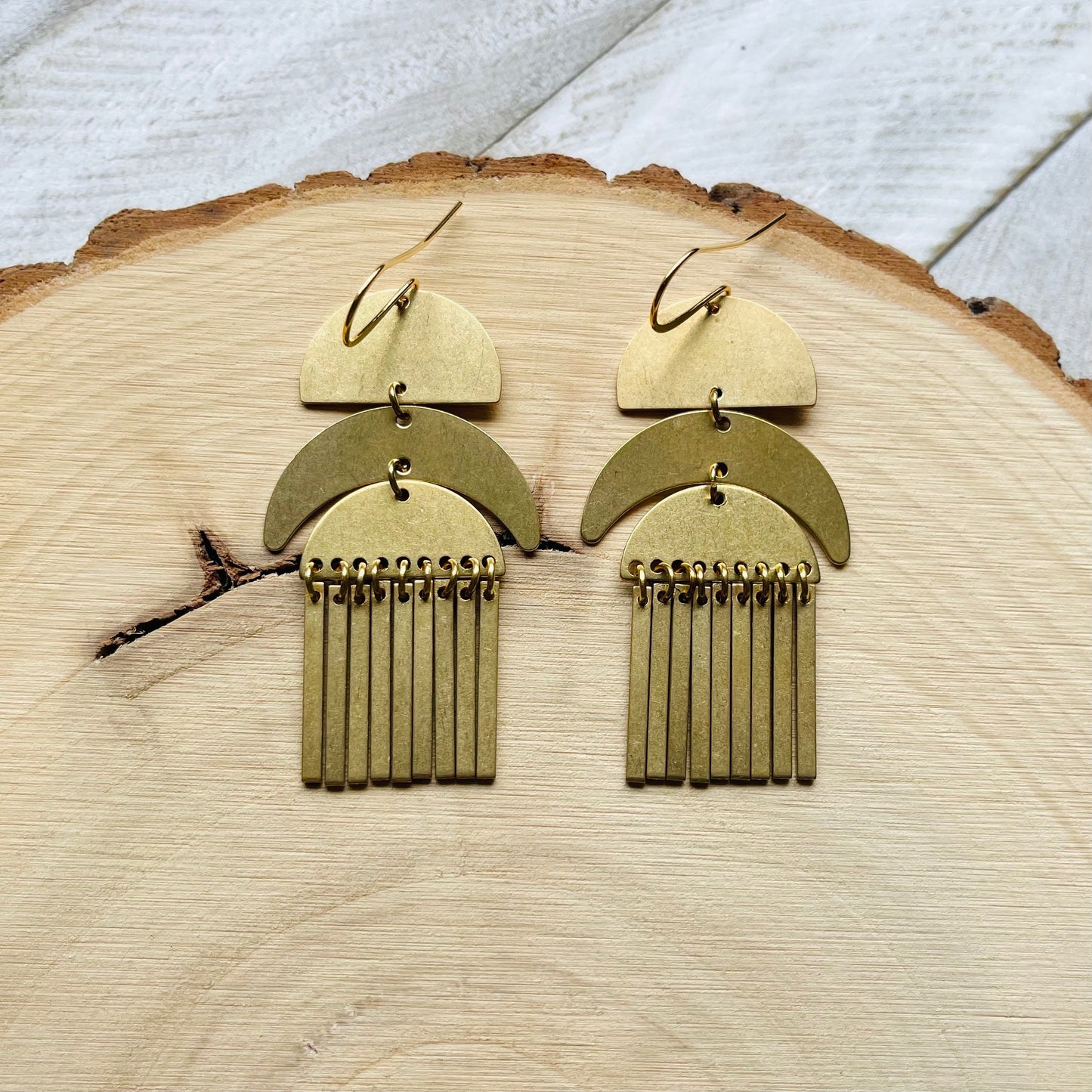 Geometric Brass Dangle Earrings
