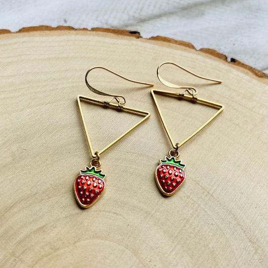 Triangle Strawberry Earrings