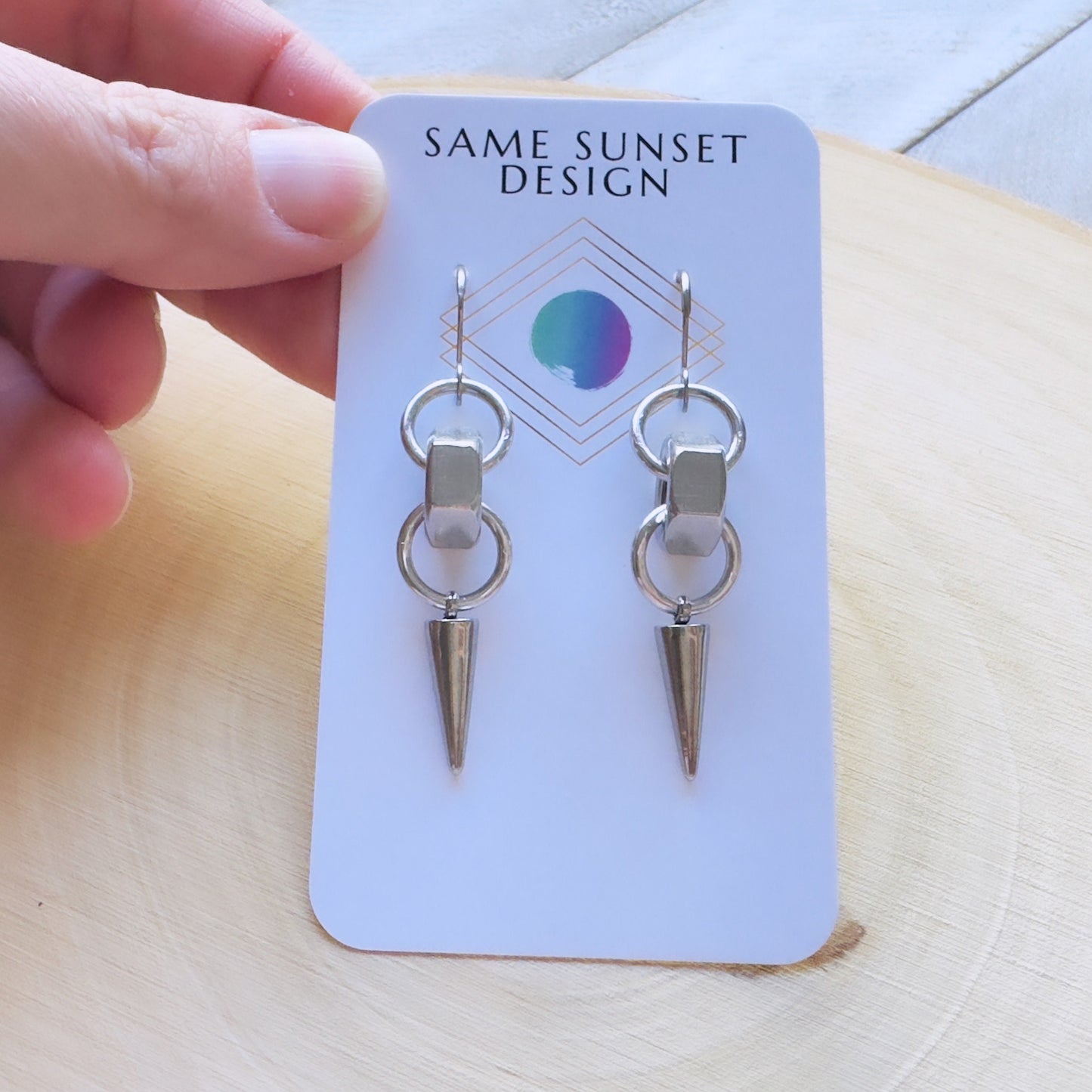 Hex Nut Spike Earrings