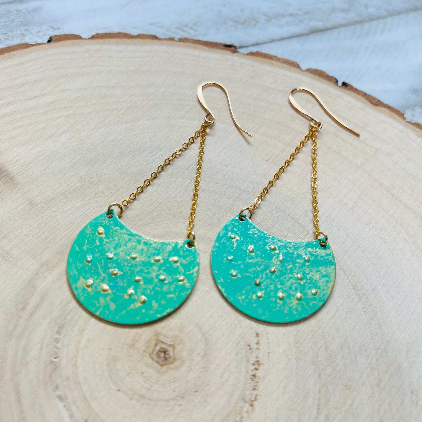 Patina Brass Dangle Earrings