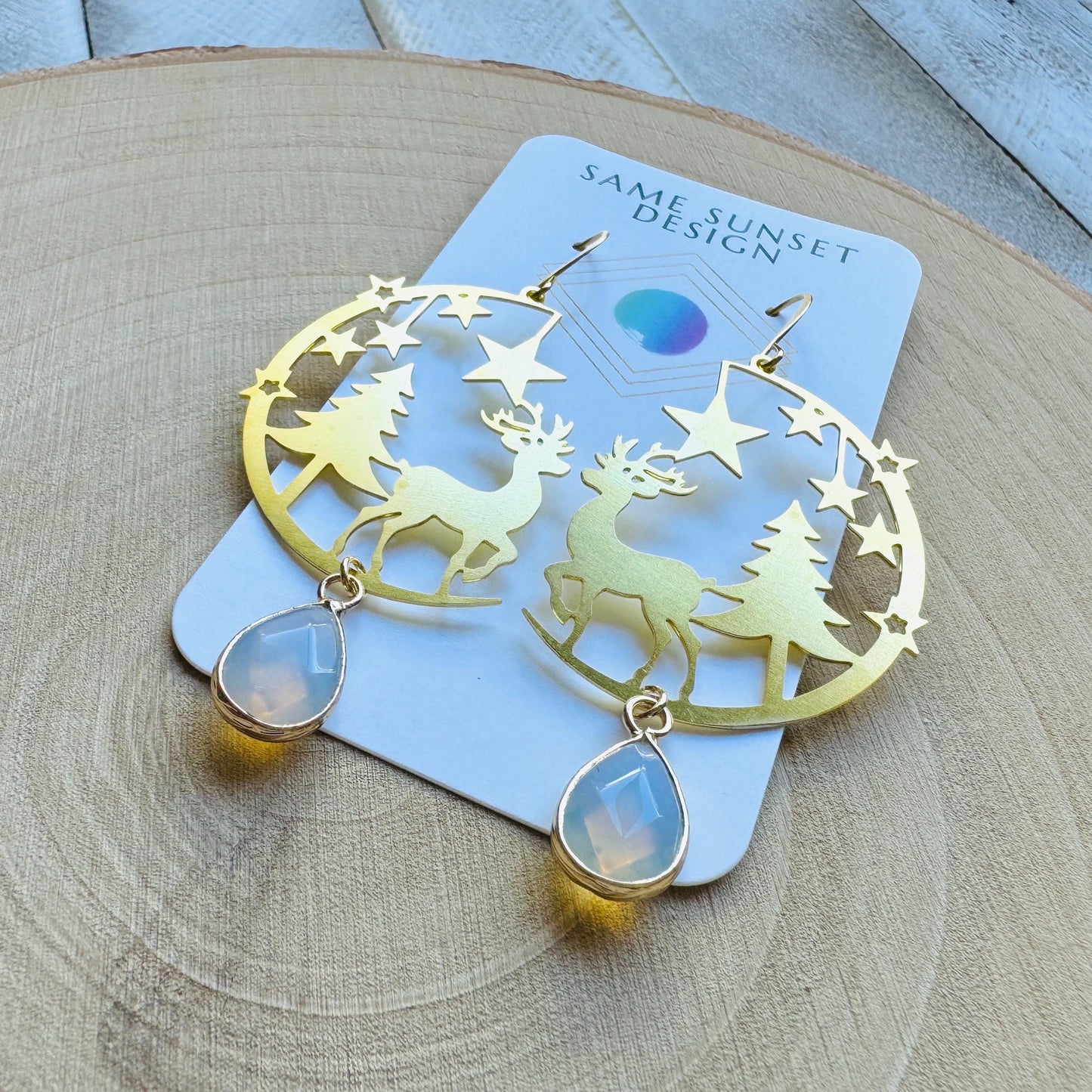 Opalite Reindeer Earrings