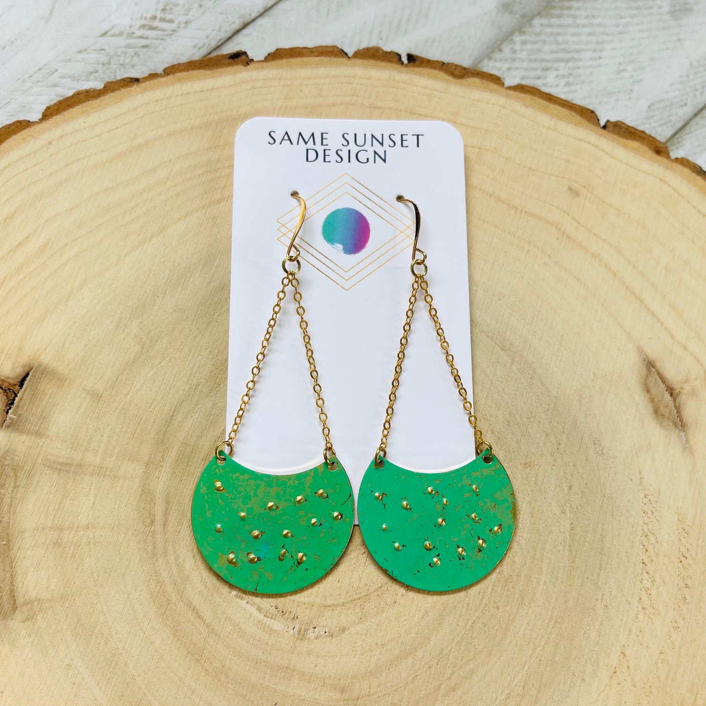 Patina Brass Dangle Earrings