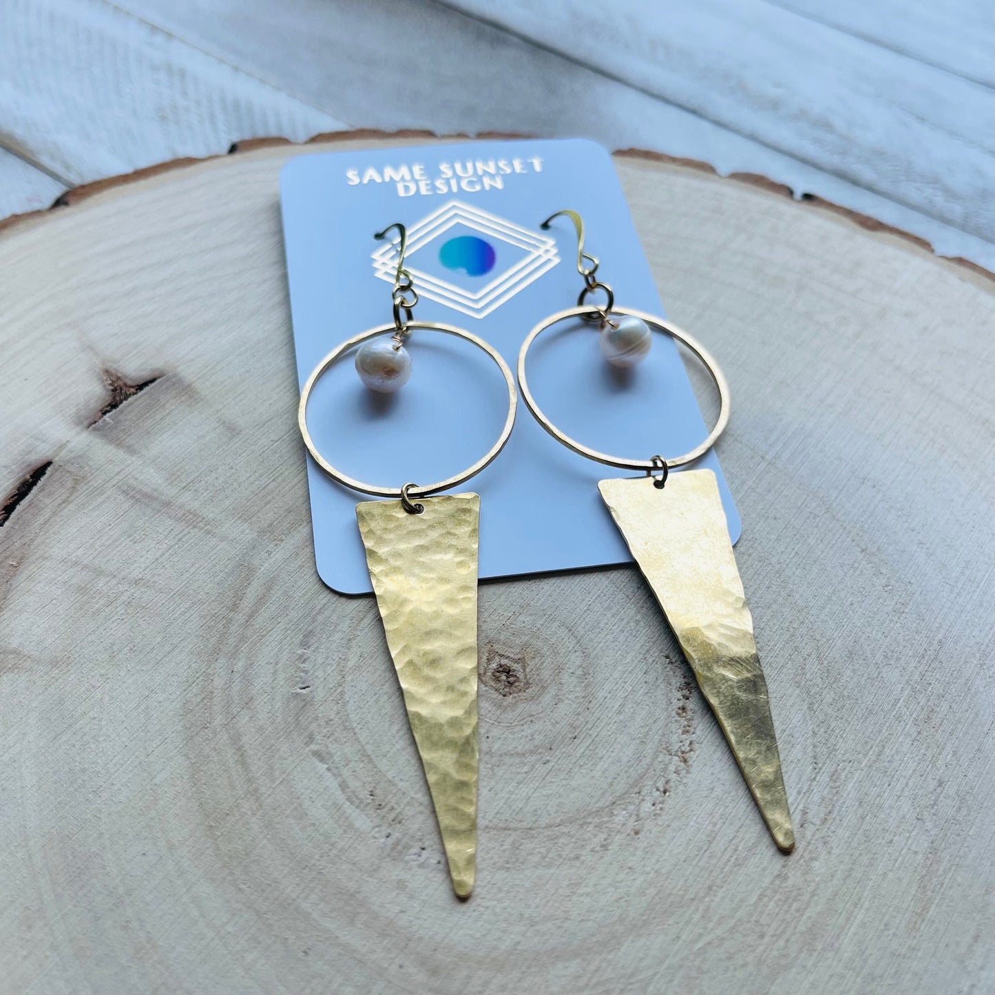 Pearl Triangle Earrings