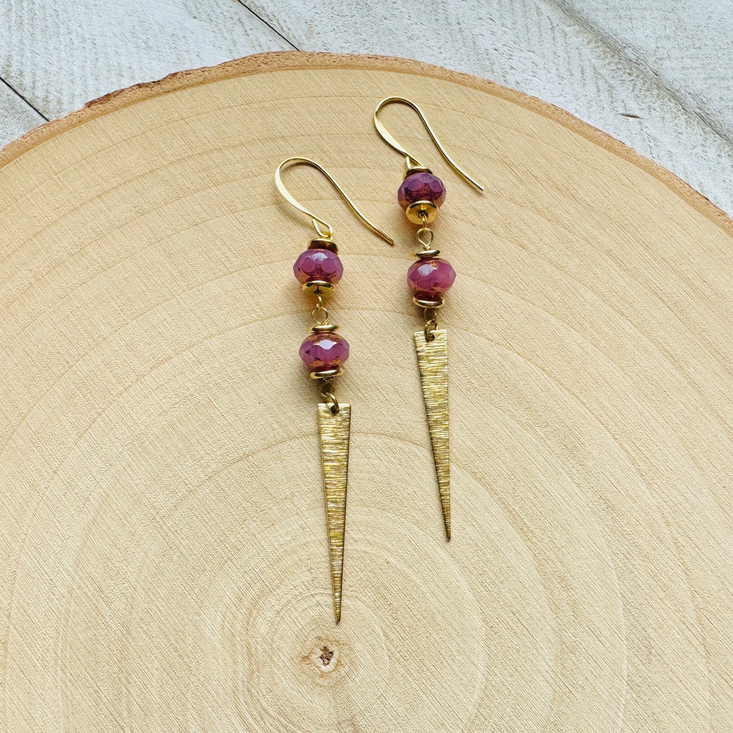 Pink Triangle Earrings