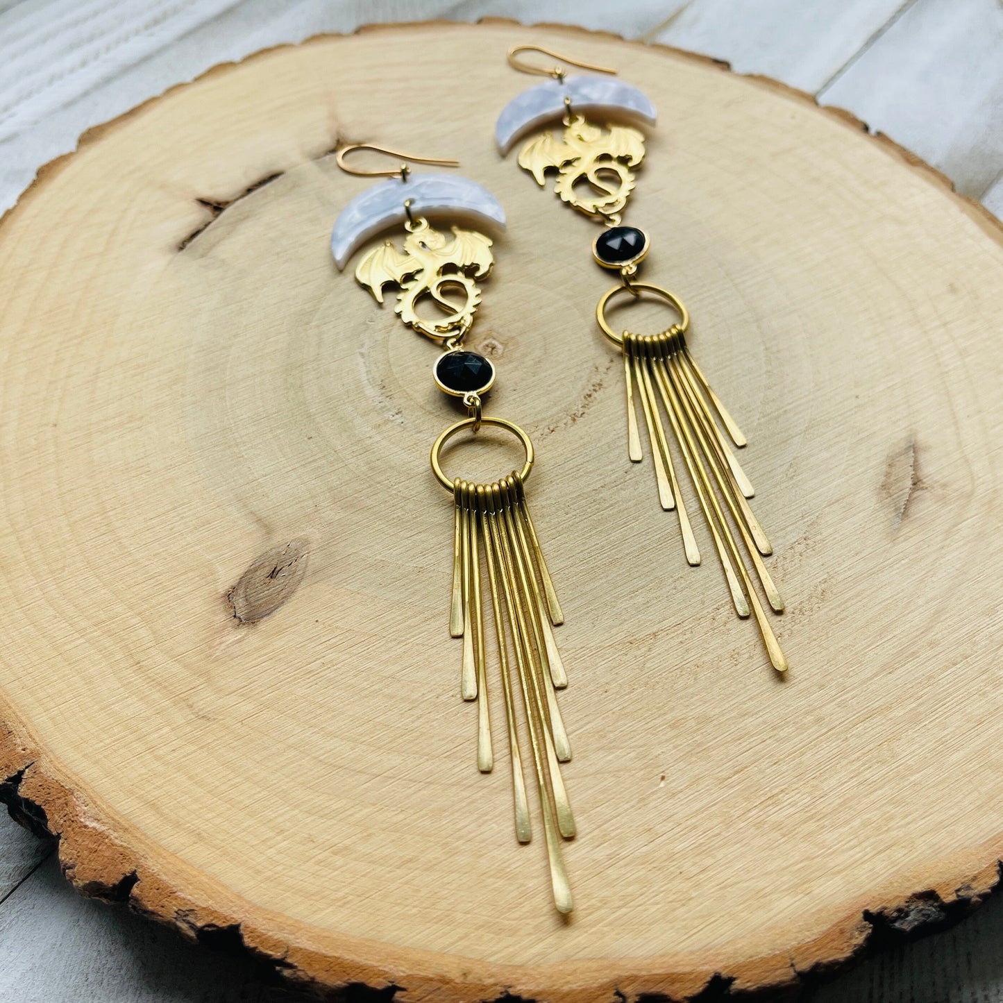 Dragon Onyx Fringe Earrings
