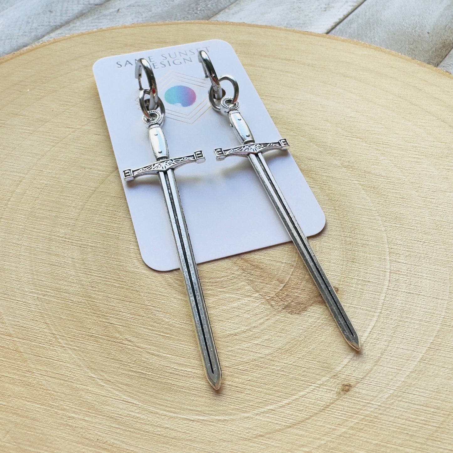 Sword Huggie Hoop Earrings