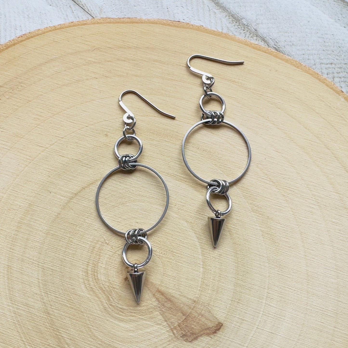Stainless Steel Spike Earrings