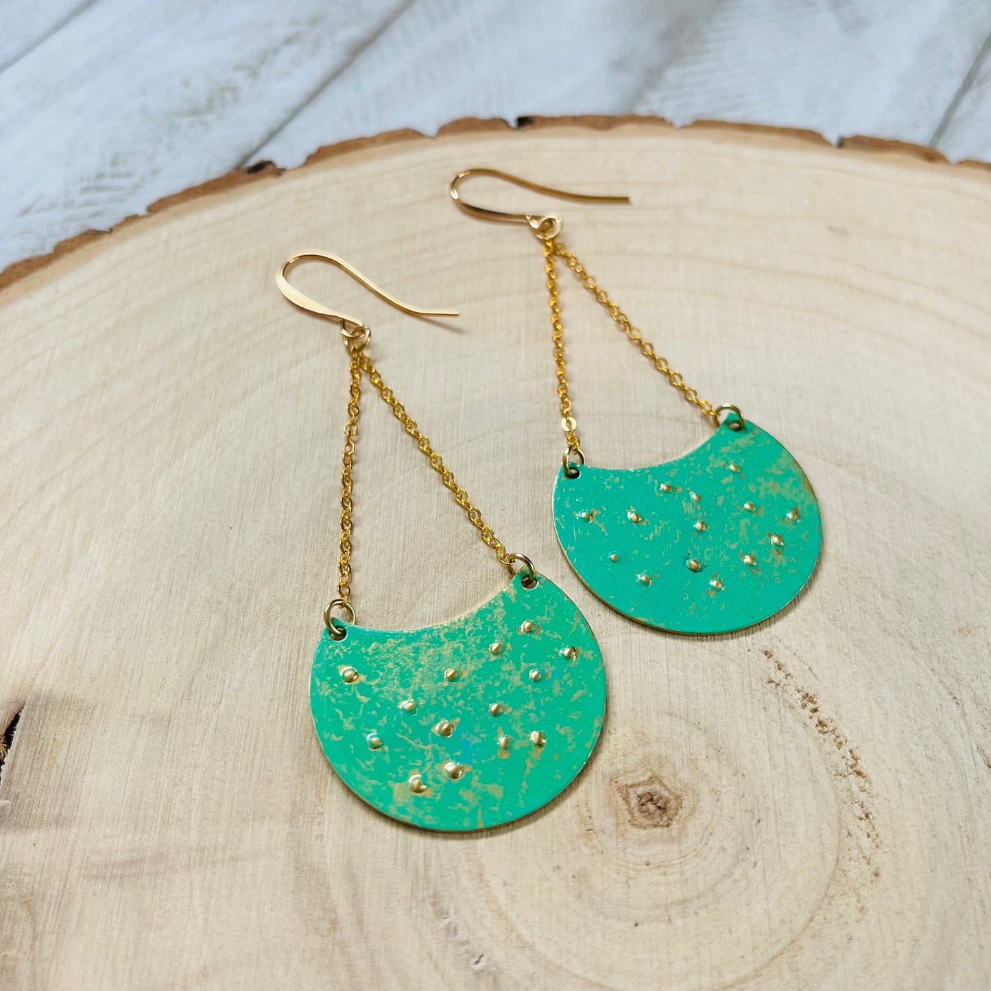 Patina Brass Dangle Earrings