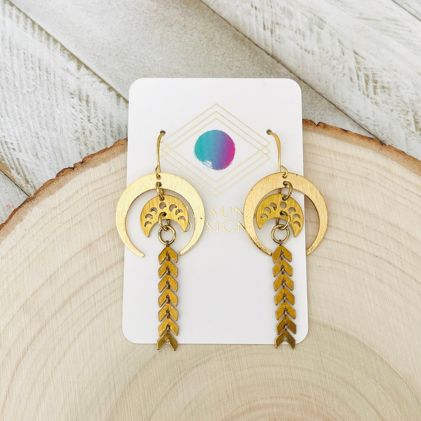 Brass Moon Earrings
