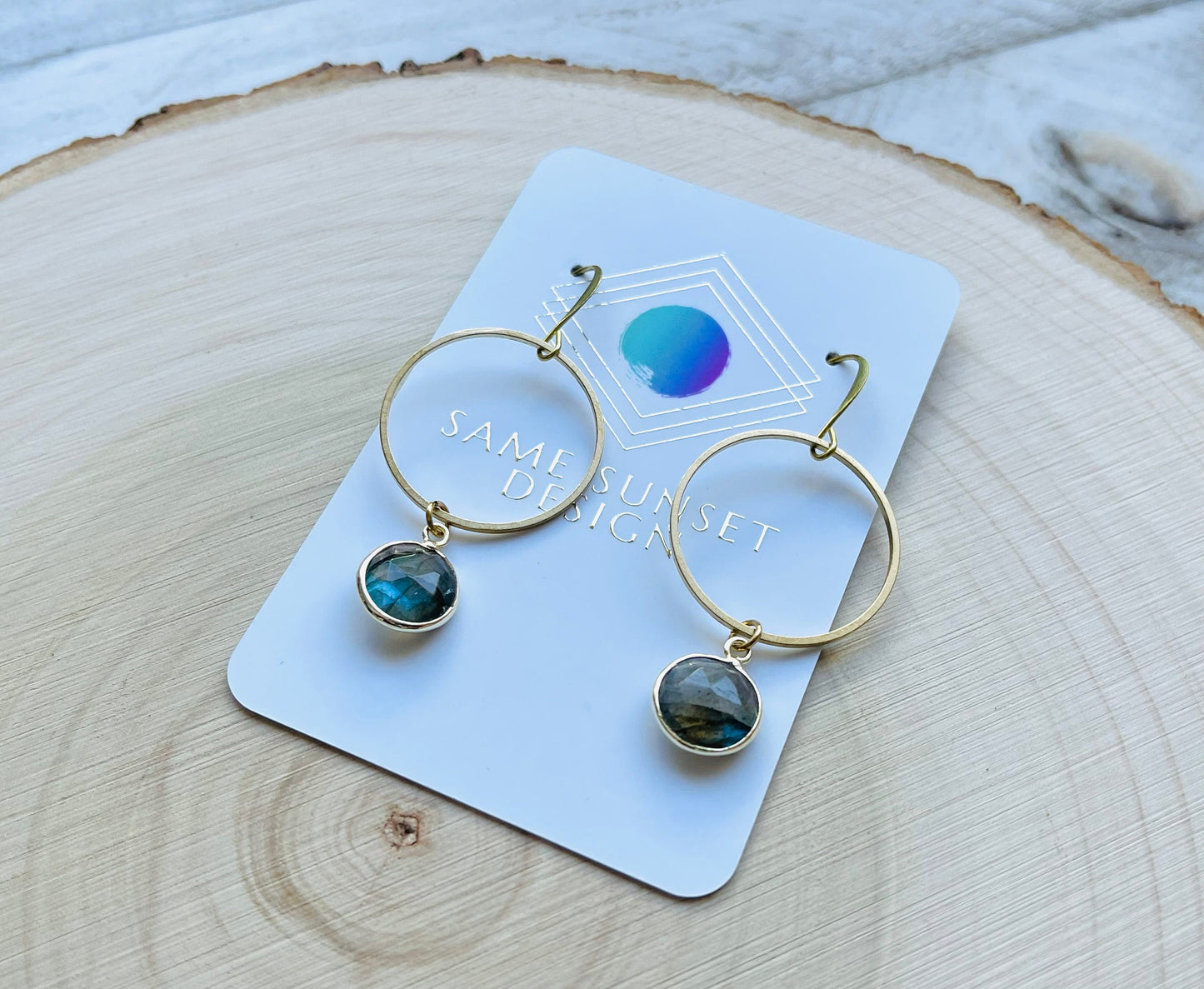 Labradorite Hoop Earrings