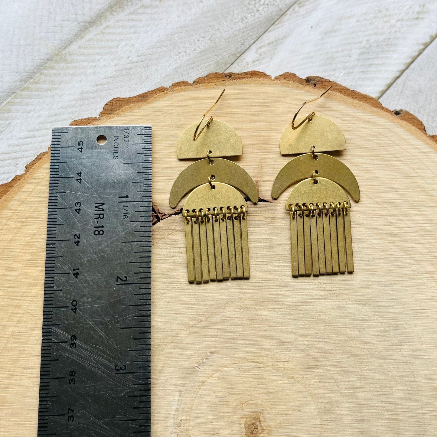 Geometric Brass Dangle Earrings