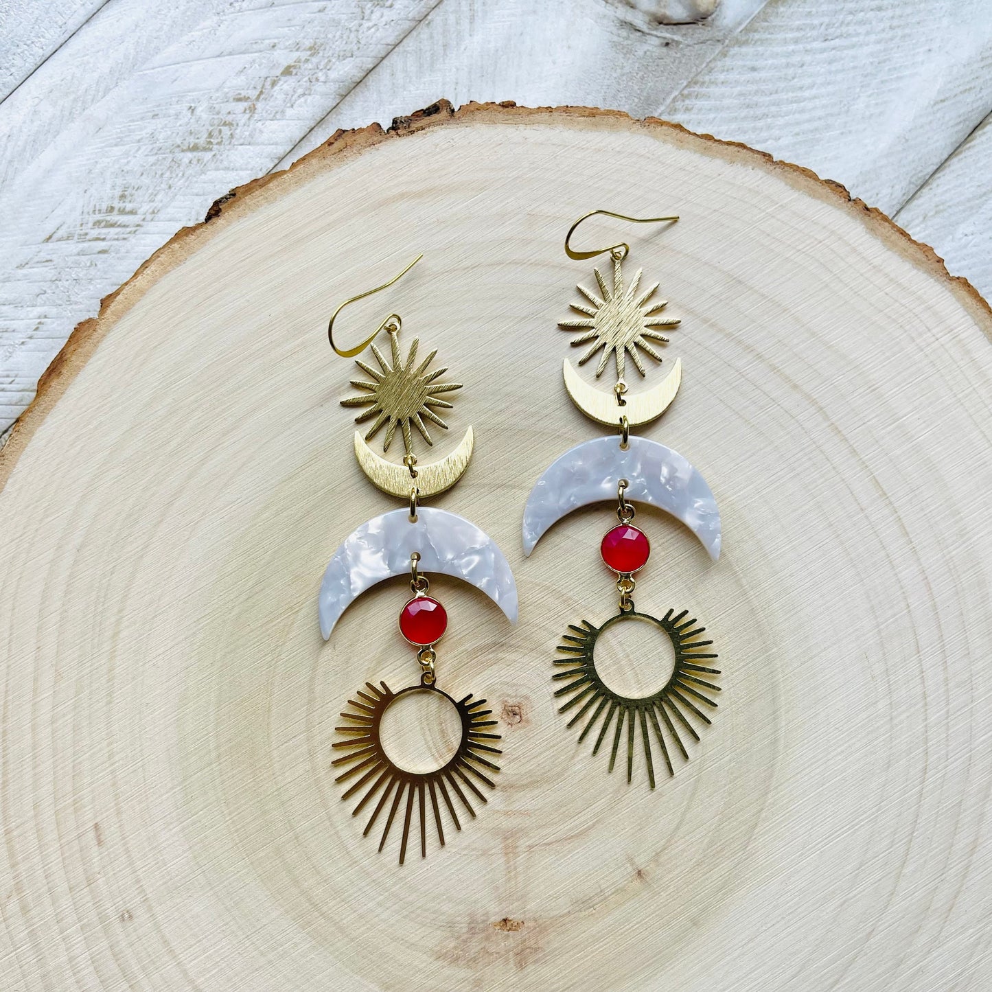 Chalcedony Moon Earrings