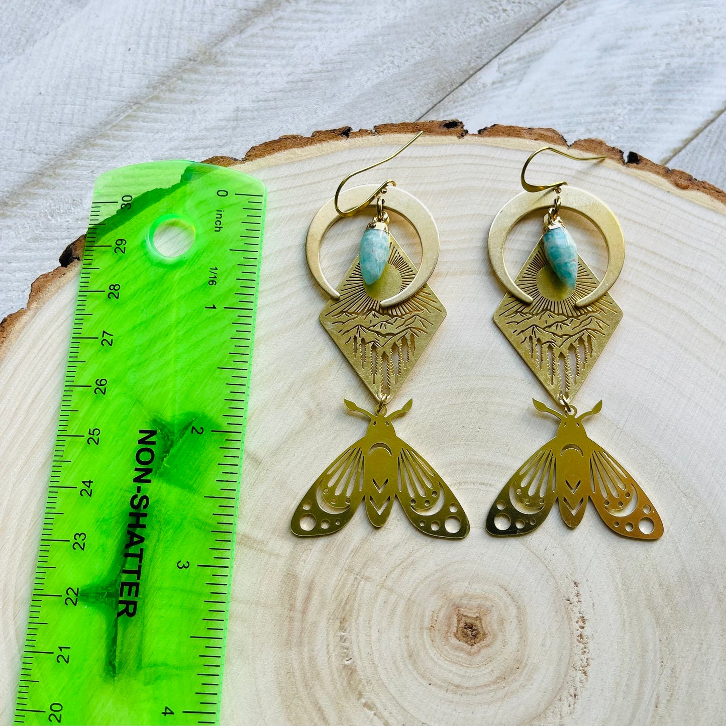 Aventurine Moth Earrings