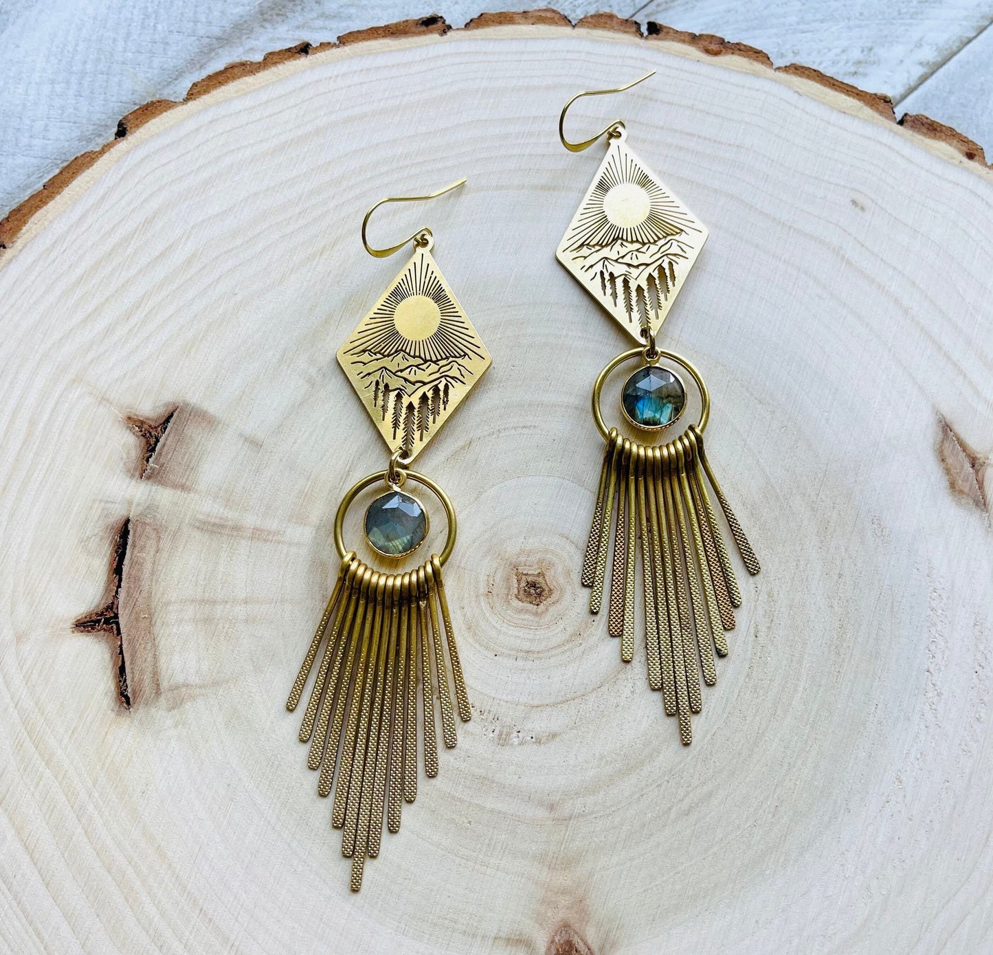 Labradorite Mountain Fringe Earrings