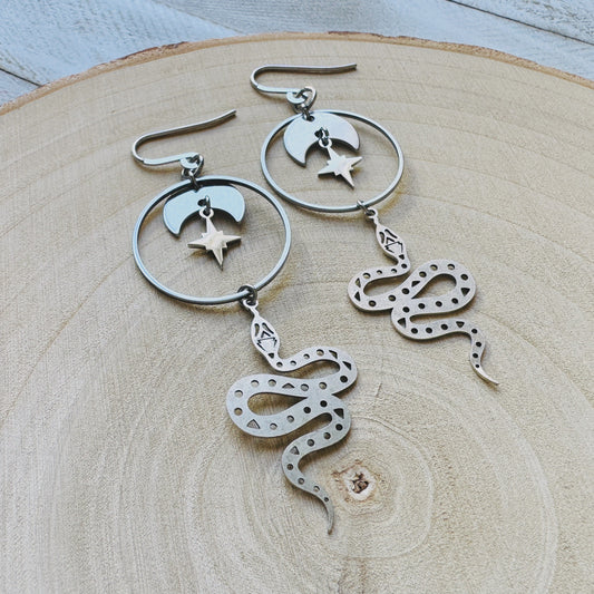 Stainless Steel Snake Earrings