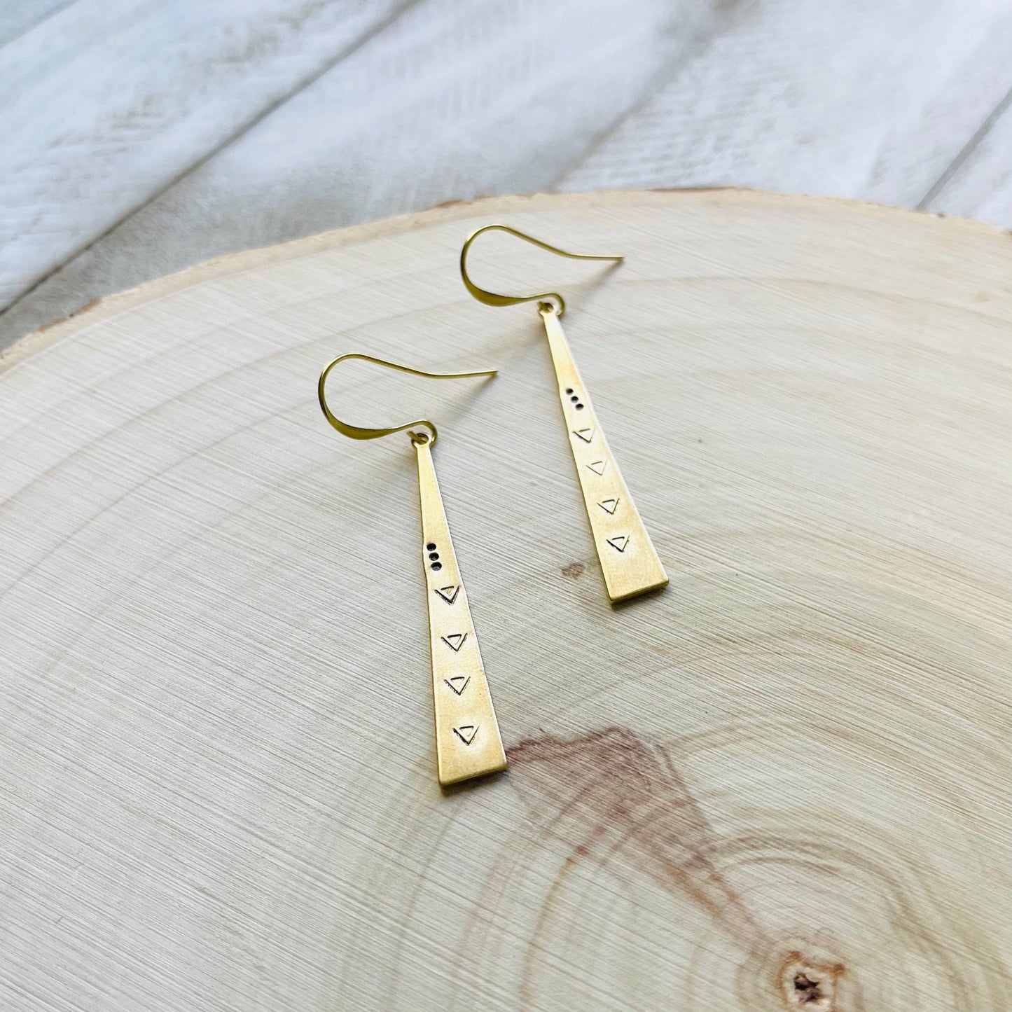 Stamped Brass Geometric Earrings