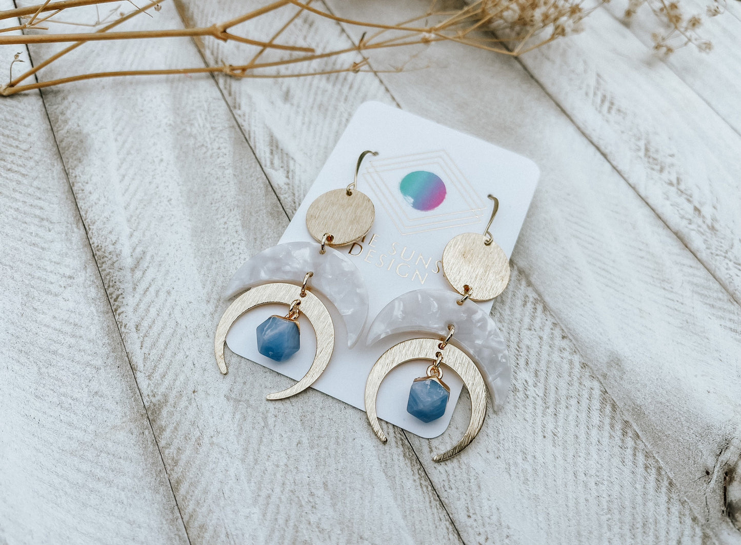 Agate Moon Earrings