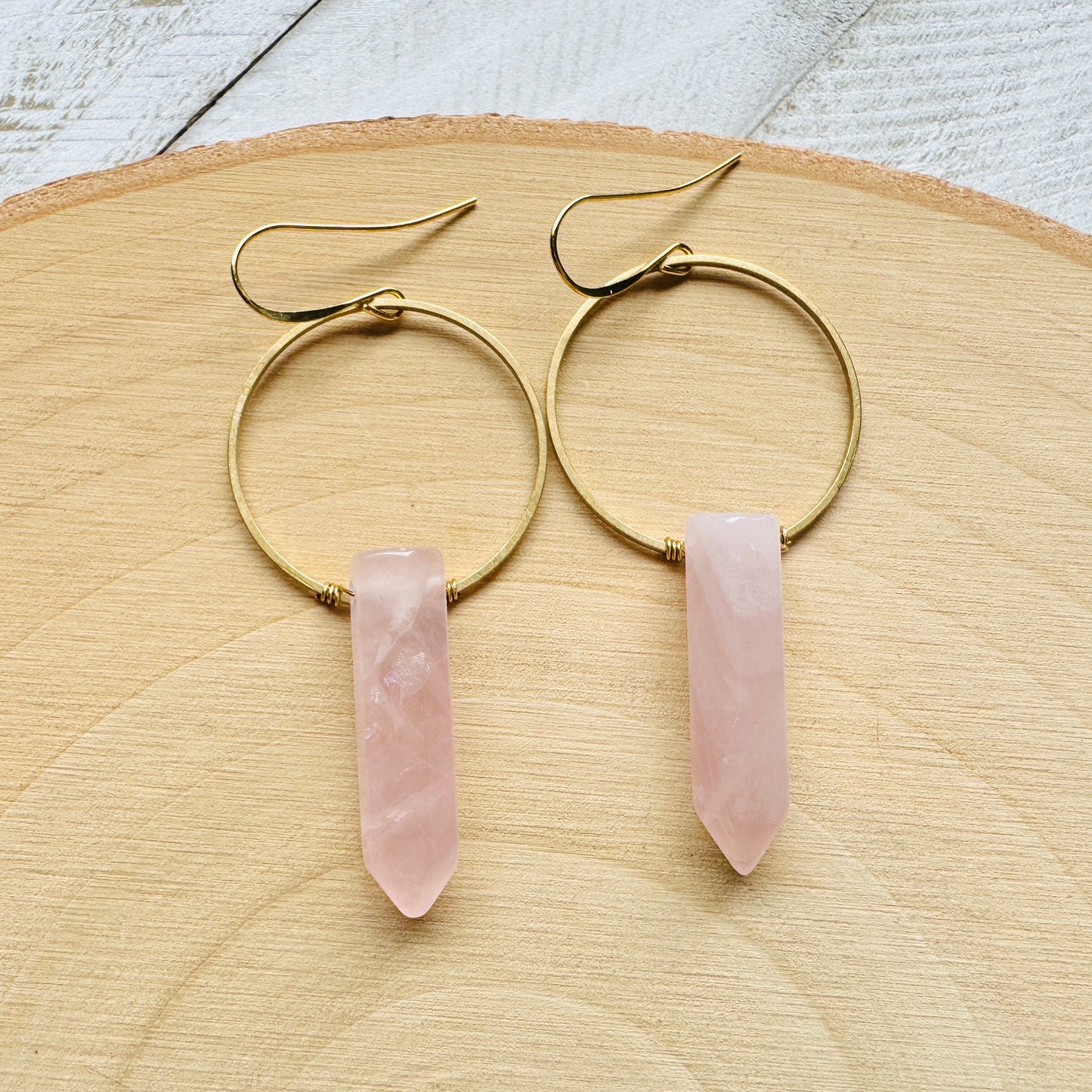 Rose Quartz Hoop Earrings