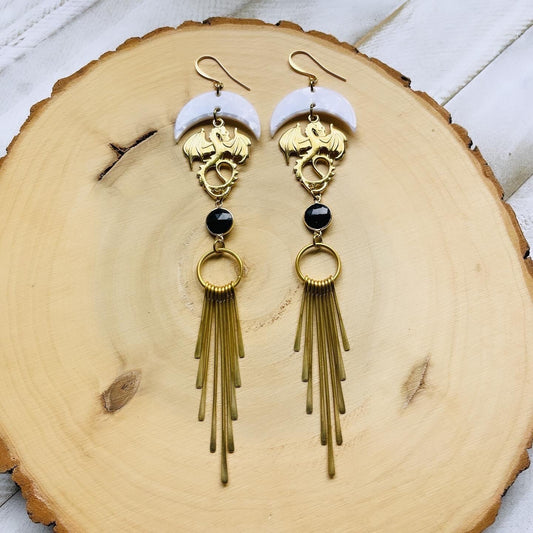 Dragon Onyx Fringe Earrings