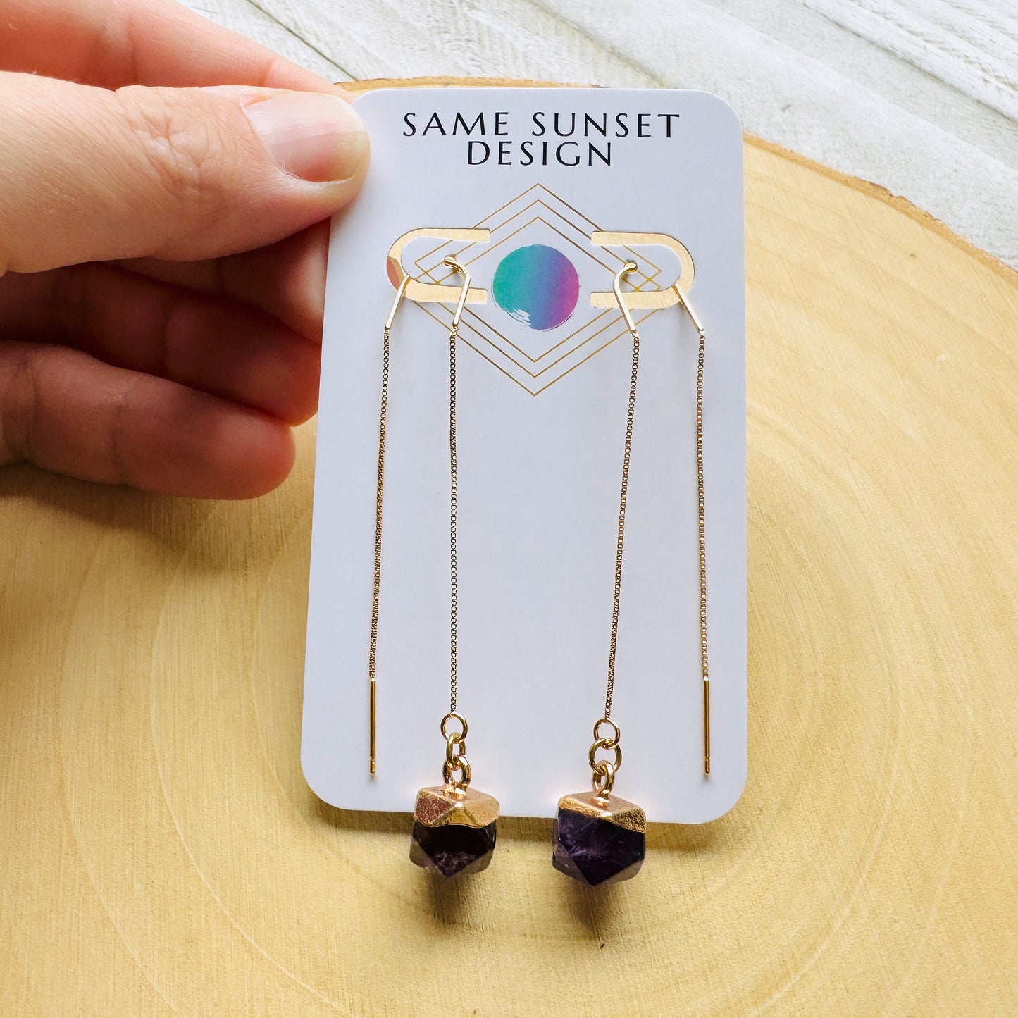 Amethyst Threader Earrings