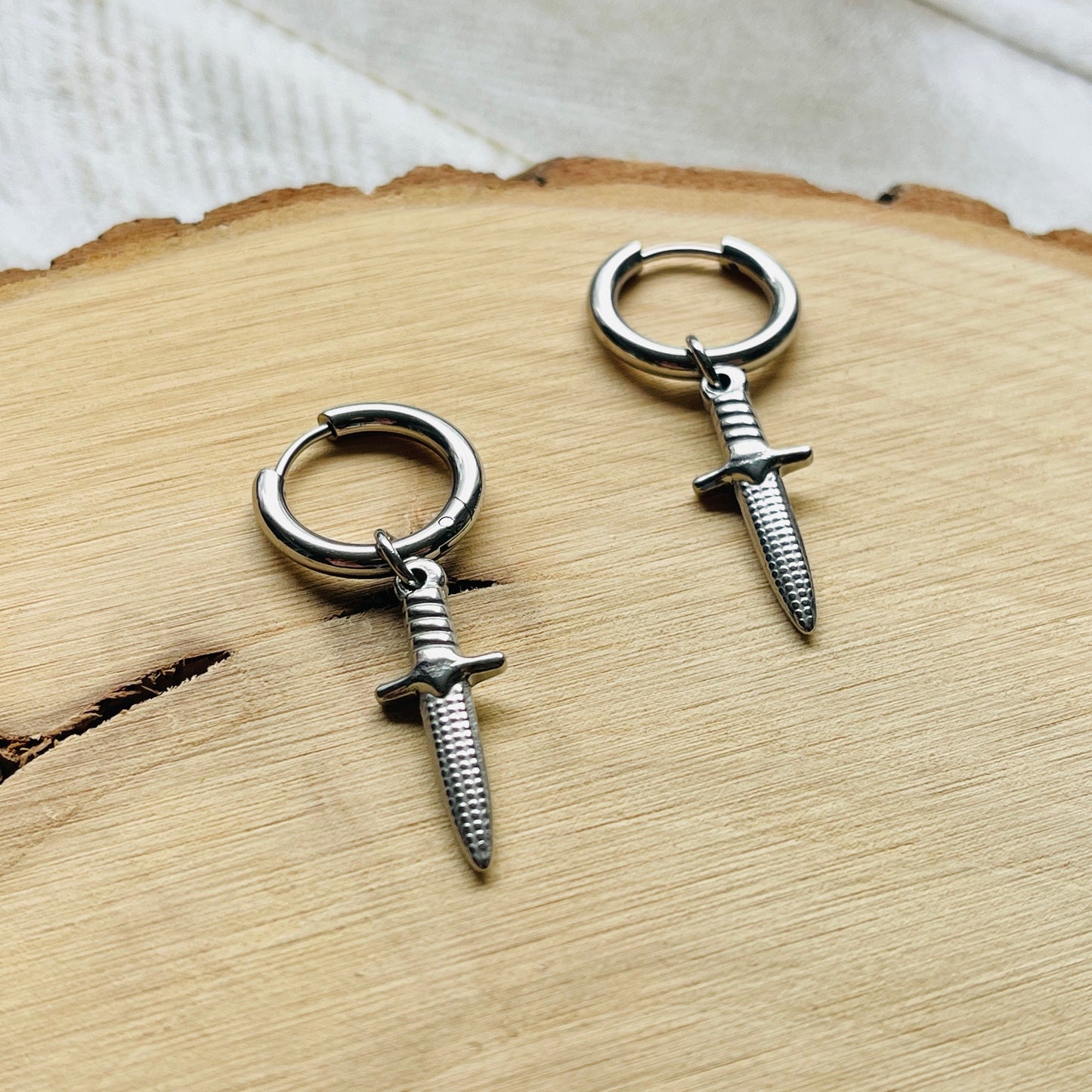 Dagger Huggie Hoop Earrings