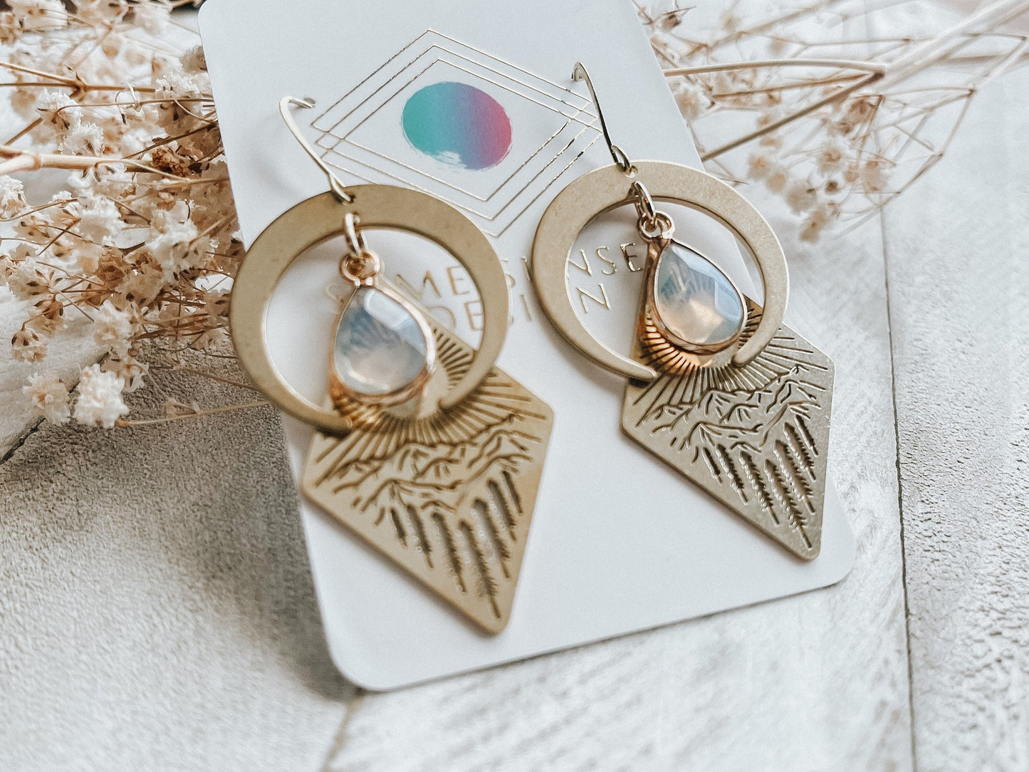 Opalite Mountain Moon Earrings