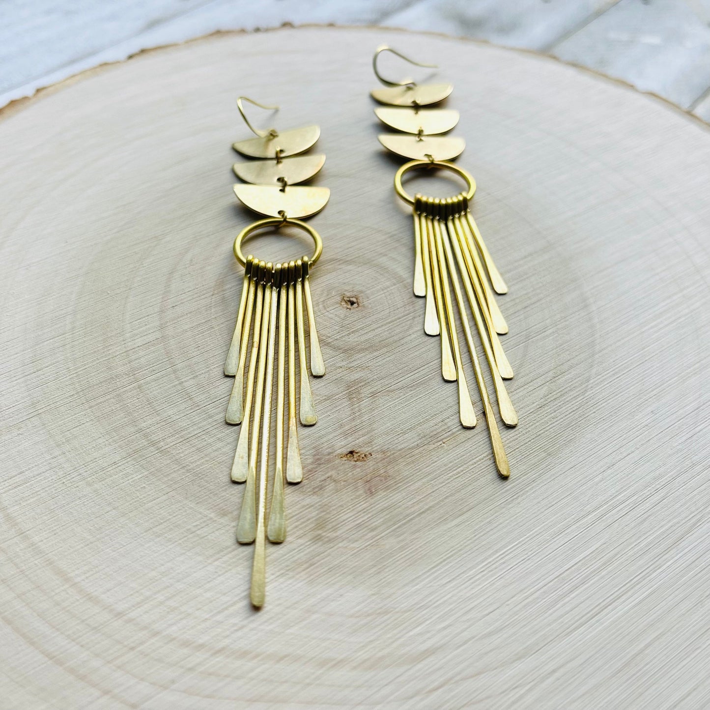 Geometric Brass Fringe Earrings