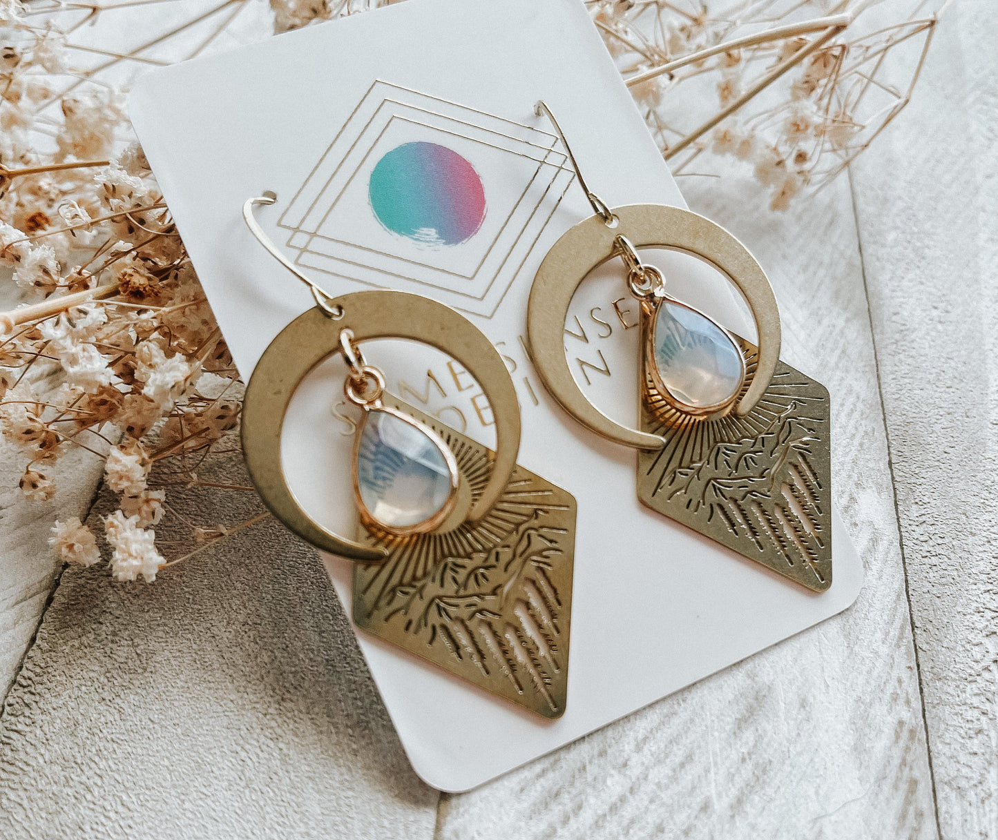 Opalite Mountain Moon Earrings