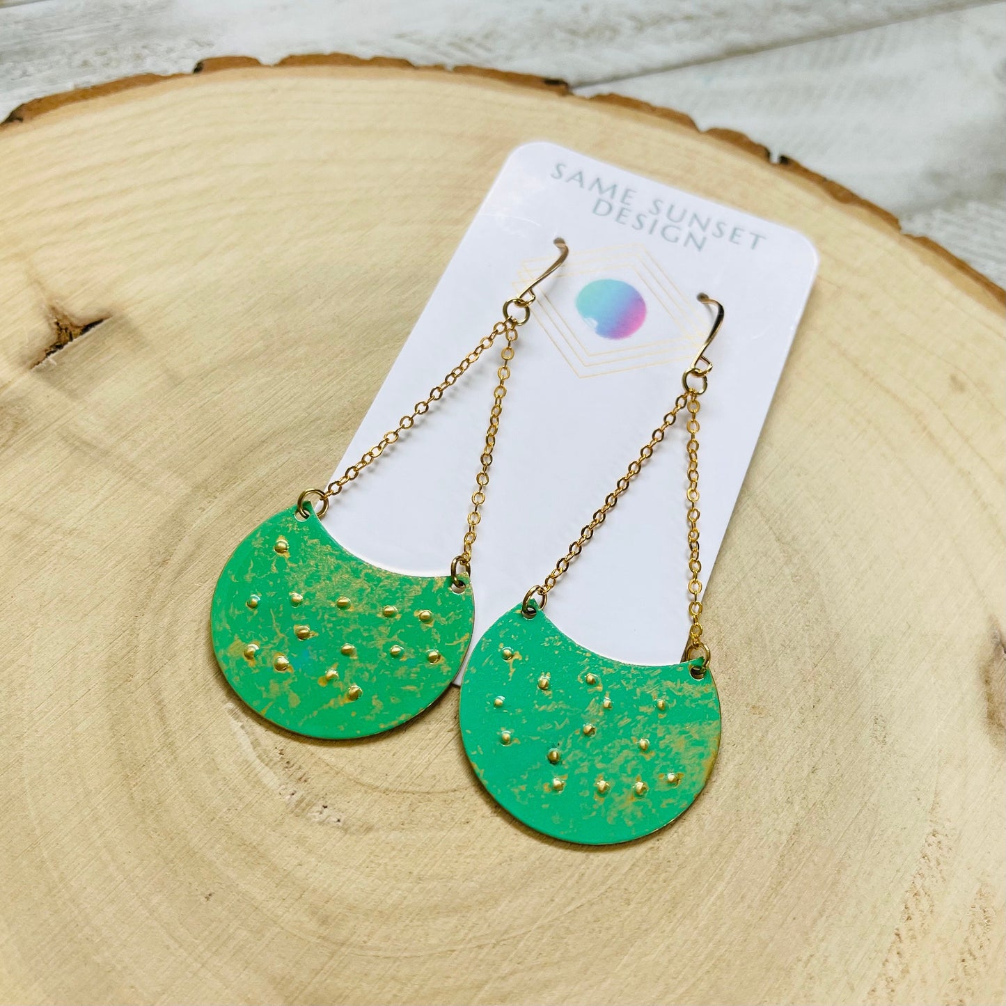 Patina Brass Dangle Earrings
