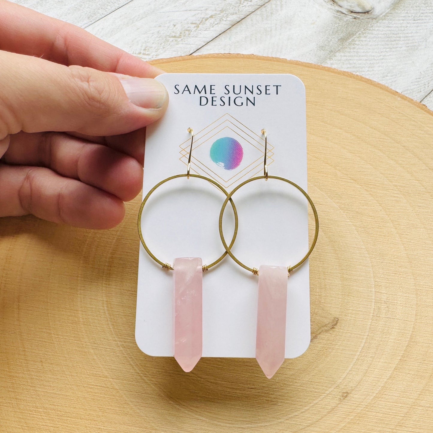 Rose Quartz Hoop Earrings